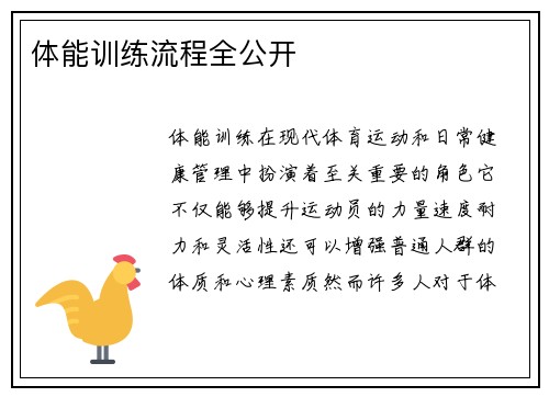 体能训练流程全公开