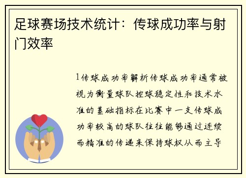 足球赛场技术统计：传球成功率与射门效率